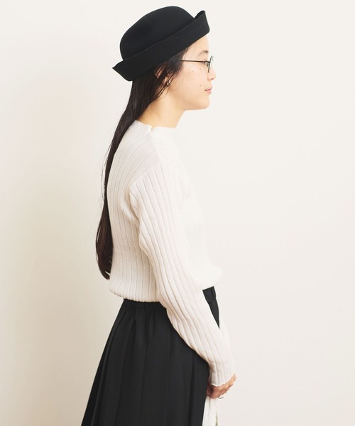 fig Ｌondon（フィグロンドン）の「Susie rib pullover（ニット/セーター・レディース・ブラック/ホワイト/ピンク・FREE）」の6枚目の写真