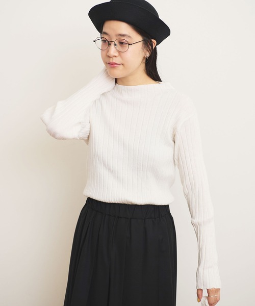 fig Ｌondon（フィグロンドン）の「Susie rib pullover（ニット/セーター・レディース・ブラック/ホワイト/ピンク・FREE）」の4枚目の写真