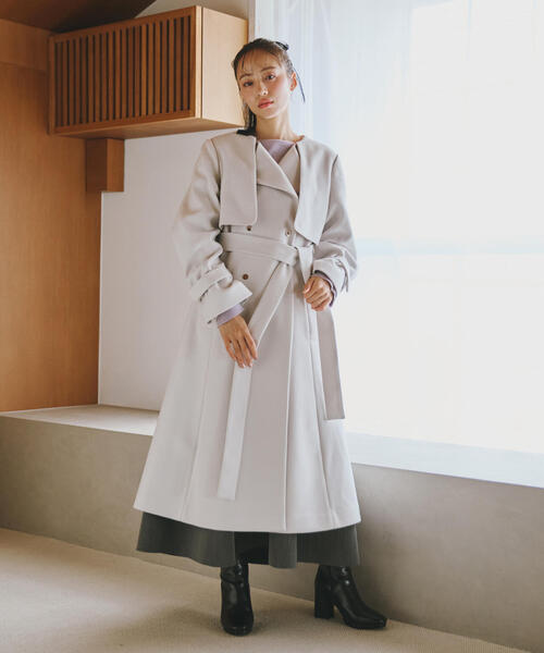JILL by JILL STUART(ジルバイジルスチュアート)の「◇ノーカラードレストレンチコート(トレンチコート・レディース・ベージュ/グレー/ブラック・SMALL/MEDIUM)」の21枚目の写真