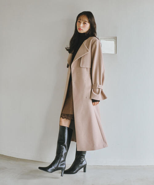 JILL by JILL STUART(ジルバイジルスチュアート)の「◇ノーカラードレストレンチコート(トレンチコート・レディース・ベージュ/グレー/ブラック・SMALL/MEDIUM)」の4枚目の写真