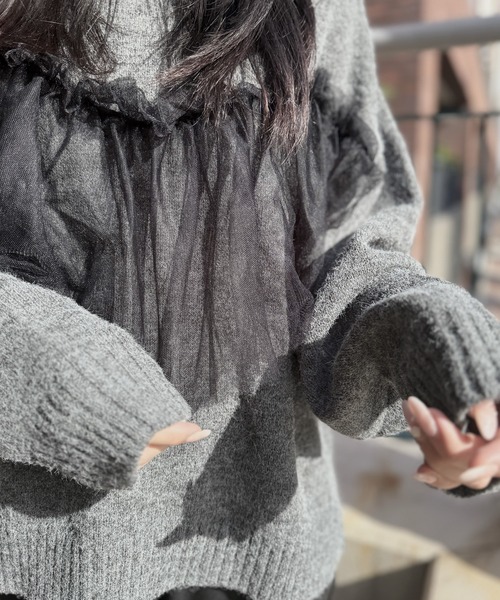 新品✨ エストネーション 現行完売品 チュールドッキングノースリーブニット チュールドッキングニット（ニット/セーター） | THE SHOP TK