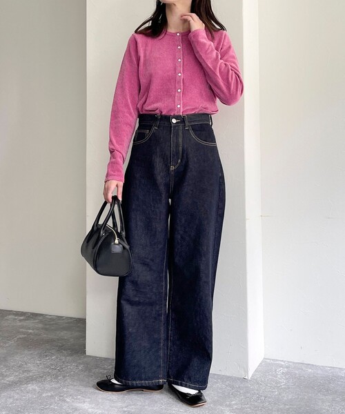 fredy emue（フレディエミュ）の「コンフォートニットスナップカーディガン（カーディガン/ボレロ・レディース・アイボリー/グレイッシュブルー/ブラック/ピンク・38）」の7枚目の写真