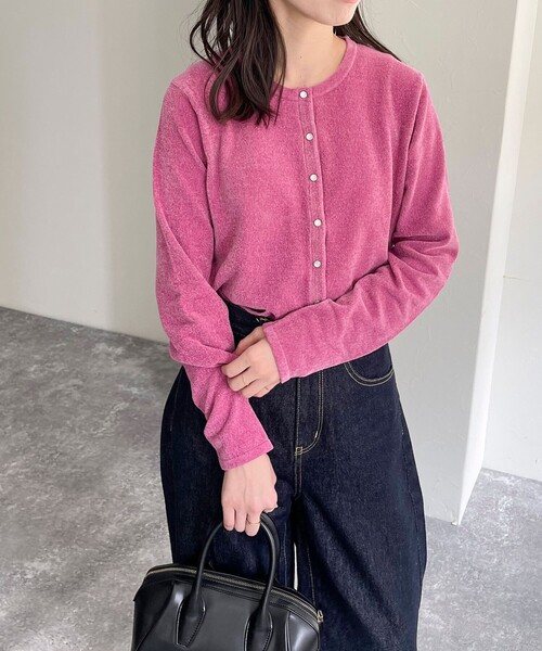 fredy emue（フレディエミュ）の「コンフォートニットスナップカーディガン（カーディガン/ボレロ・レディース・アイボリー/グレイッシュブルー/ブラック/ピンク・38）」の10枚目の写真