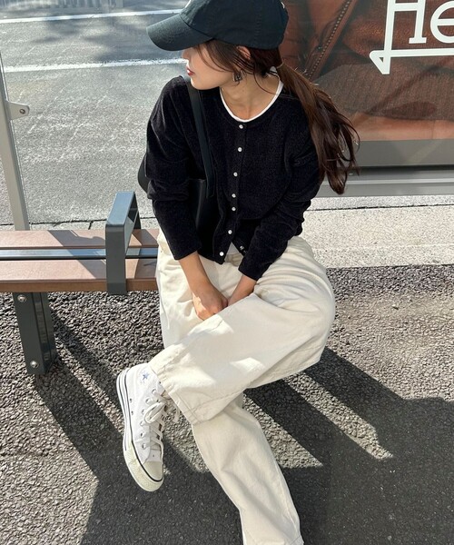 fredy emue（フレディエミュ）の「コンフォートニットスナップカーディガン（カーディガン/ボレロ・レディース・アイボリー/グレイッシュブルー/ブラック/ピンク・38）」の22枚目の写真