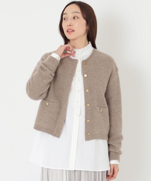 S.ESSENTIALS(エスエッセンシャルズ)の「アルパカミックスカーディガン(カーディガン/ボレロ・レディース・チャコールグレー/ベージュ系その他4・38)」の1枚目の写真
