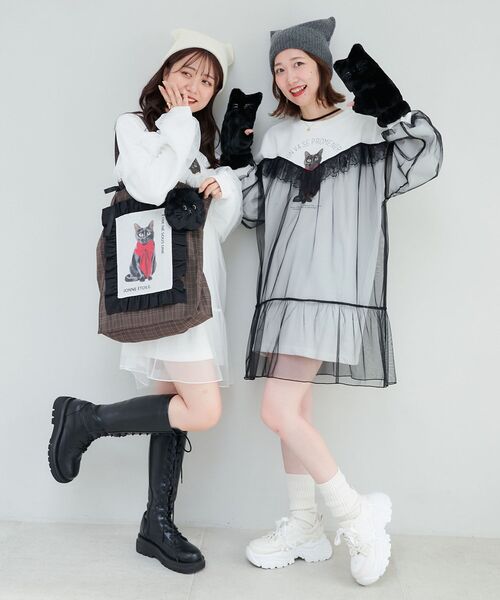 MAJESTIC LEGON（マジェスティックレゴン）の「スクエアニットキャップ（ニットキャップ/ビーニー・レディース・グレー/アイボリー・FREE）」の3枚目の写真