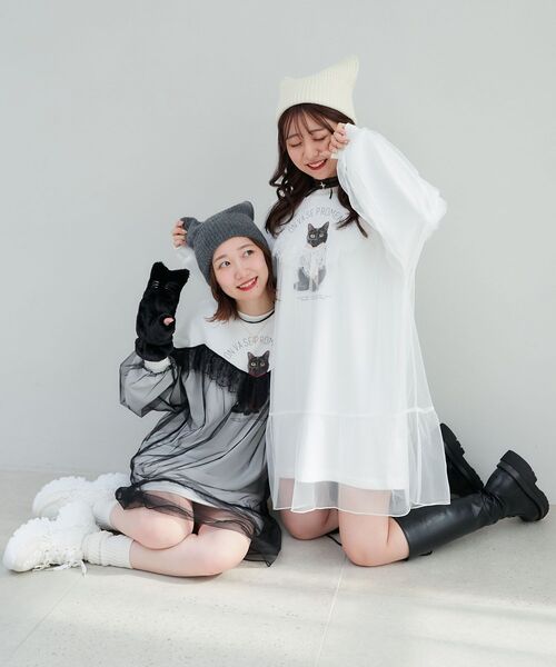 MAJESTIC LEGON（マジェスティックレゴン）の「スクエアニットキャップ（ニットキャップ/ビーニー・レディース・グレー/アイボリー・FREE）」の5枚目の写真