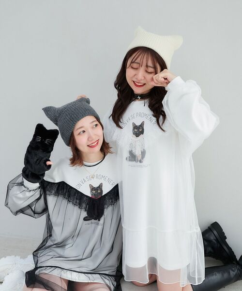 MAJESTIC LEGON（マジェスティックレゴン）の「スクエアニットキャップ（ニットキャップ/ビーニー・レディース・グレー/アイボリー・FREE）」の6枚目の写真