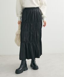 チンツ加工シャーリングスカート