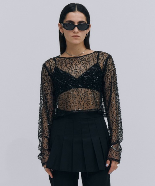 JOSE MOON（ジョゼムーン）の「SPANGLE BIJOU SHEER TOPS