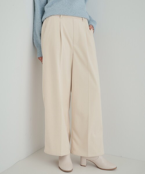 DRESKIP（ドレスキップ）の「◆【S-LL/きっと虜になる】両面起毛であったか 滑らかタッチ ワイドパンツ（その他パンツ・レディース・キャメル/ブラック/ライトベージュ/ライトブルー・01/02/03/04）」の3枚目の写真