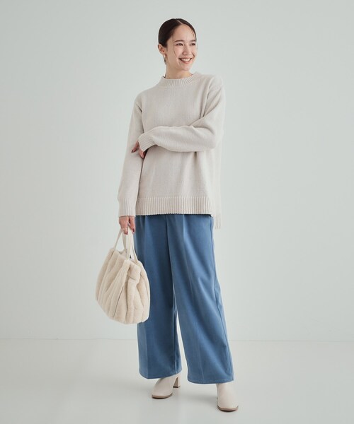 DRESKIP（ドレスキップ）の「◆【S-LL/きっと虜になる】両面起毛であったか 滑らかタッチ ワイドパンツ（その他パンツ・レディース・キャメル/ブラック/ライトベージュ/ライトブルー・01/02/03/04）」の19枚目の写真