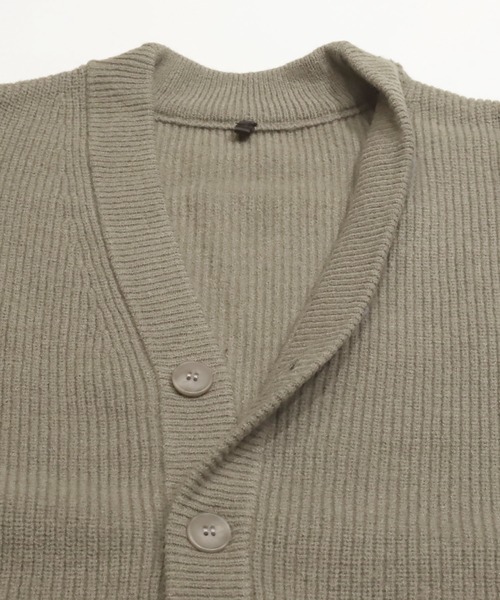 coca(coca)(コカ)の「畦編みVネックニットカーディガン(カーディガン/ボレロ・メンズ・カーキ/パープル・XL/M/L)」の13枚目の写真
