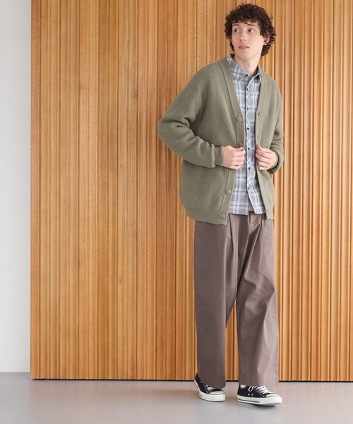 coca(coca)(コカ)の「畦編みVネックニットカーディガン(カーディガン/ボレロ・メンズ・カーキ/パープル・XL/M/L)」の5枚目の写真