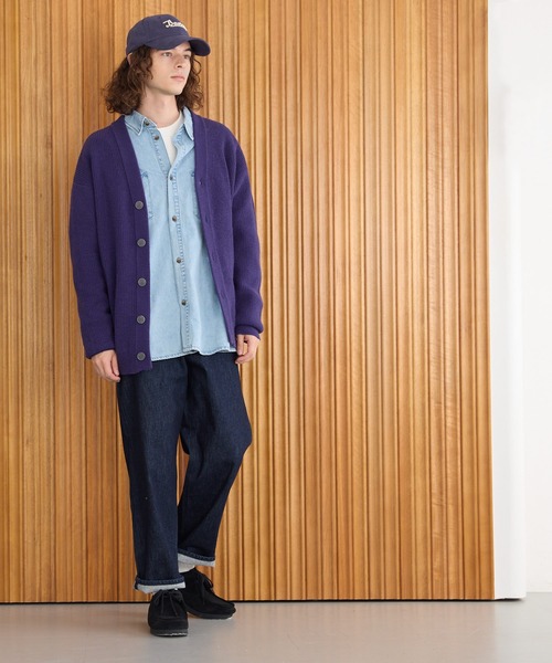 coca(coca)(コカ)の「畦編みVネックニットカーディガン(カーディガン/ボレロ・メンズ・カーキ/パープル・XL/M/L)」の9枚目の写真