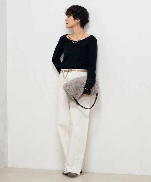 Rie Miller(リエミラー)の「袖口シアーロンT(Tシャツ/カットソー・レディース・ブラック/キナリ・38)」の9枚目の写真