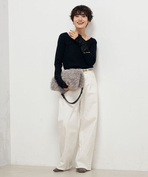 Rie Miller(リエミラー)の「袖口シアーロンT(Tシャツ/カットソー・レディース・ブラック/キナリ・38)」の13枚目の写真