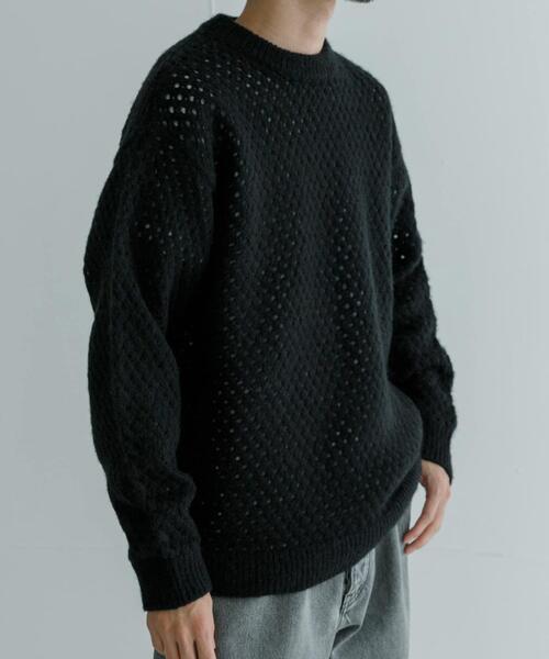 URBAN RESEARCH(アーバンリサーチ)の「ウールアクリルメッシュニット(ニット/セーター・メンズ・ブラック/オフホワイト/モカ・LARGE/MEDIUM)」の17枚目の写真