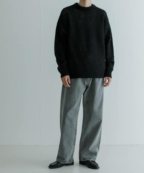 URBAN RESEARCH(アーバンリサーチ)の「ウールアクリルメッシュニット(ニット/セーター・メンズ・ブラック/オフホワイト/モカ・LARGE/MEDIUM)」の16枚目の写真