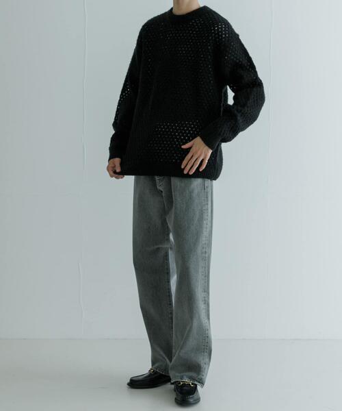 URBAN RESEARCH(アーバンリサーチ)の「ウールアクリルメッシュニット(ニット/セーター・メンズ・ブラック/オフホワイト/モカ・LARGE/MEDIUM)」の15枚目の写真