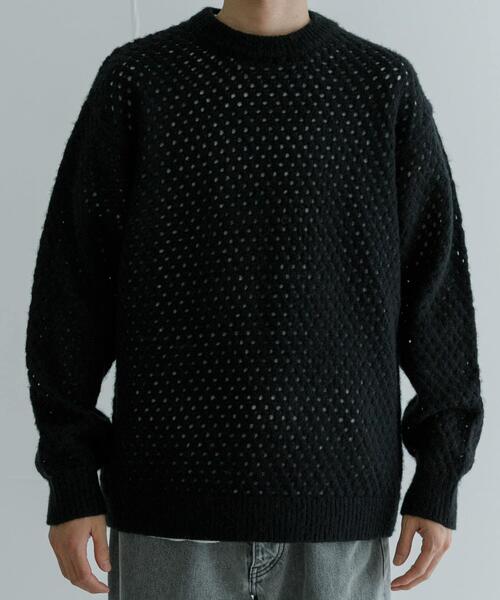 URBAN RESEARCH(アーバンリサーチ)の「ウールアクリルメッシュニット(ニット/セーター・メンズ・ブラック/オフホワイト/モカ・LARGE/MEDIUM)」の14枚目の写真