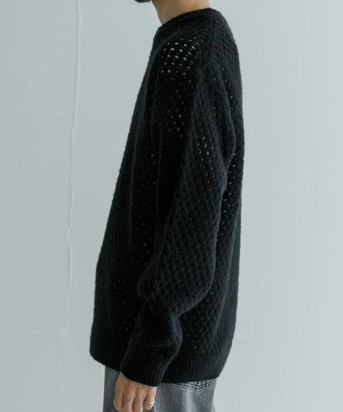 URBAN RESEARCH(アーバンリサーチ)の「ウールアクリルメッシュニット(ニット/セーター・メンズ・ブラック/オフホワイト/モカ・LARGE/MEDIUM)」の13枚目の写真