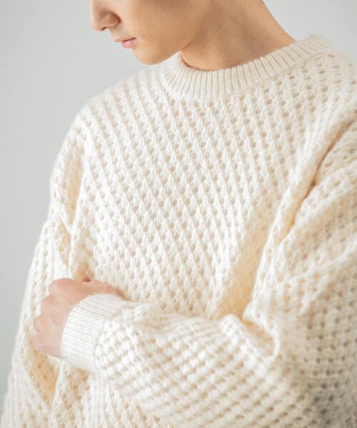 URBAN RESEARCH(アーバンリサーチ)の「ウールアクリルメッシュニット(ニット/セーター・メンズ・ブラック/オフホワイト/モカ・LARGE/MEDIUM)」の9枚目の写真