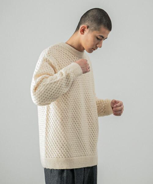 URBAN RESEARCH(アーバンリサーチ)の「ウールアクリルメッシュニット(ニット/セーター・メンズ・ブラック/オフホワイト/モカ・LARGE/MEDIUM)」の7枚目の写真