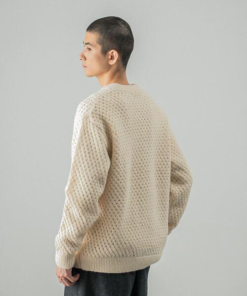 URBAN RESEARCH(アーバンリサーチ)の「ウールアクリルメッシュニット(ニット/セーター・メンズ・ブラック/オフホワイト/モカ・LARGE/MEDIUM)」の6枚目の写真