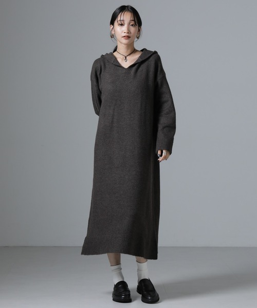 NANO universe（ナノユニバース）の「フーディニットワンピース（ワンピース・レディース・ダークブラウン/ダークグリーン/ベージュ・FREE）」の13枚目の写真