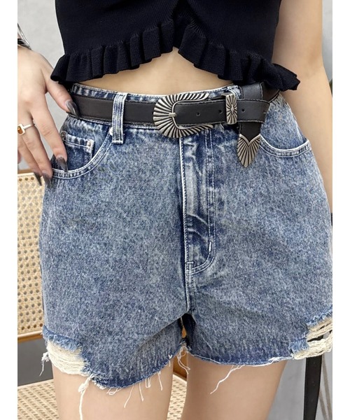 EVRIS（エヴリス）の「メタルバックルフェイクレザーベルト（ベルト・レディース・ブラック・FREE）」の5枚目の写真