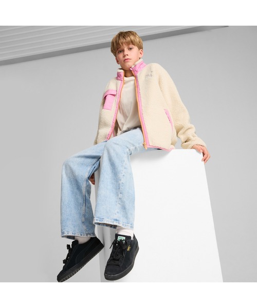PUMA(プーマ)の「PUMA プーマ キッズ ハイブリッド シェルパジャケット 120-160cm(ブルゾン・キッズ・カーキブラウン/オフホワイト・160/130/120/150/140)」の4枚目の写真