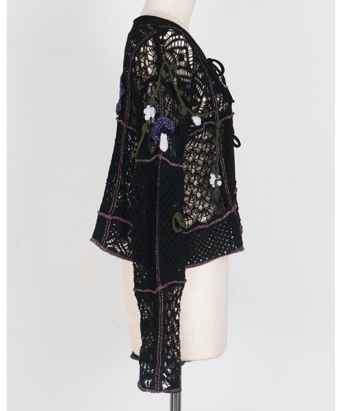 rurumu:(ルルムウ)の「rurumu:/ルルムウ/plants motif crochet cardigan(カーディガン/ボレロ・レディース・ブラック/ピンク/ベージュ・FREE)」の13枚目の写真