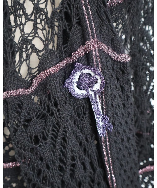 rurumu:(ルルムウ)の「rurumu:/ルルムウ/plants motif crochet cardigan(カーディガン/ボレロ・レディース・ブラック/ピンク/ベージュ・FREE)」の14枚目の写真