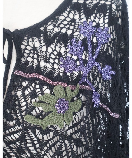 rurumu:(ルルムウ)の「rurumu:/ルルムウ/plants motif crochet cardigan(カーディガン/ボレロ・レディース・ブラック/ピンク/ベージュ・FREE)」の15枚目の写真