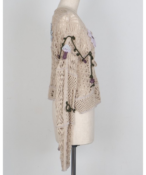 rurumu: カーディガン rurumu:（ルルムウ）の「rurumu:/ルルムウ/plants motif crochet