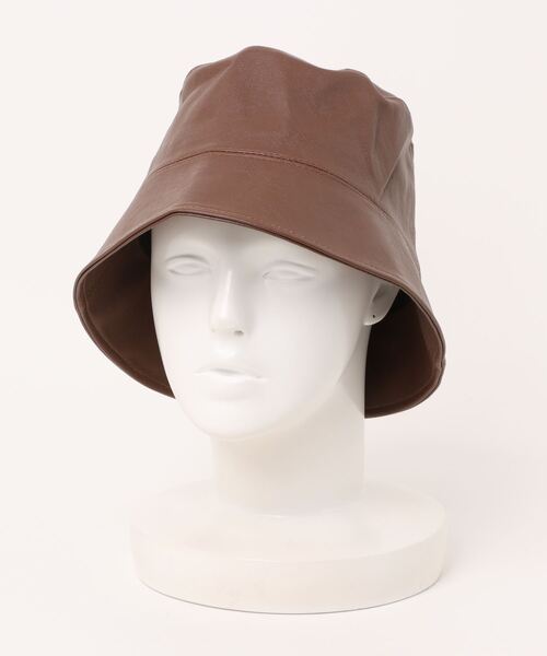 aimoha(アイモハ)の「PUレザーハット(ハット・レディース・ベージュ/ブラウン/ブラック/オフホワイト・FREE)」の4枚目の写真