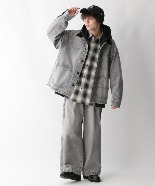 RAGEBLUE（レイジブルー）の「【セットアップ対応】ヴィンテージライク/デニムショートカバーオール（デニムジャケット・メンズ・ブルー/グレー/グリーン/オフホワイト・MEDIUM/LARGE）」の10枚目の写真