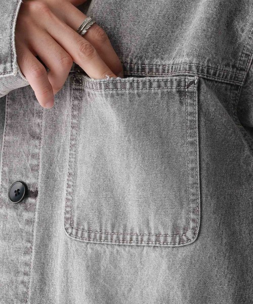 RAGEBLUE（レイジブルー）の「【セットアップ対応】ヴィンテージライク/デニムショートカバーオール（デニムジャケット・メンズ・ブルー/グレー/グリーン/オフホワイト・MEDIUM/LARGE）」の17枚目の写真