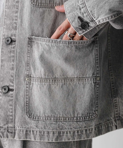 RAGEBLUE（レイジブルー）の「【セットアップ対応】ヴィンテージライク/デニムショートカバーオール（デニムジャケット・メンズ・ブルー/グレー/グリーン/オフホワイト・MEDIUM/LARGE）」の16枚目の写真