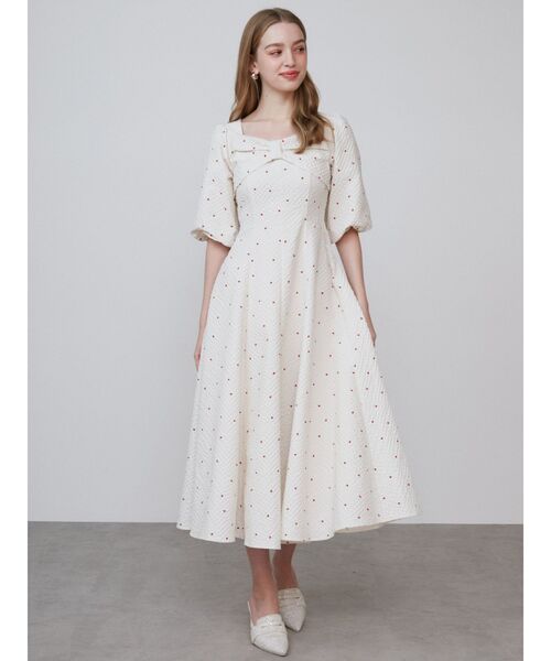 CALNAMUR / HEART PRINT RIBBON ワンピース セール】HEART PRINT RIBBON OP/ハートプリントリボンワンピース