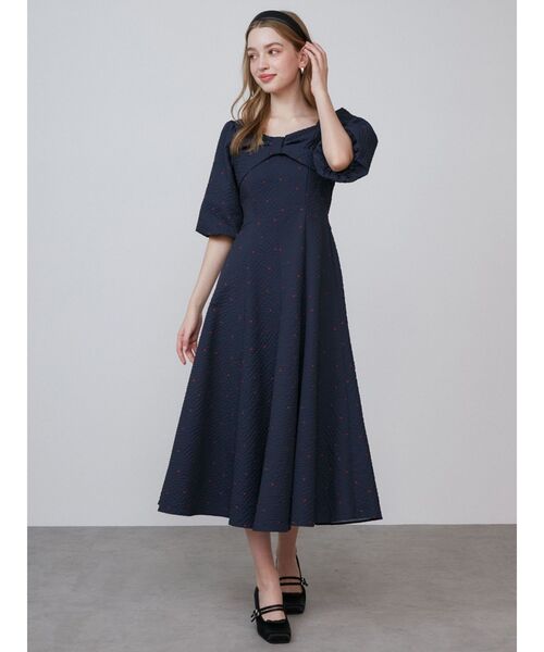 CALNAMUR / HEART PRINT RIBBON ワンピース セール】HEART PRINT RIBBON OP/ハートプリントリボンワンピース