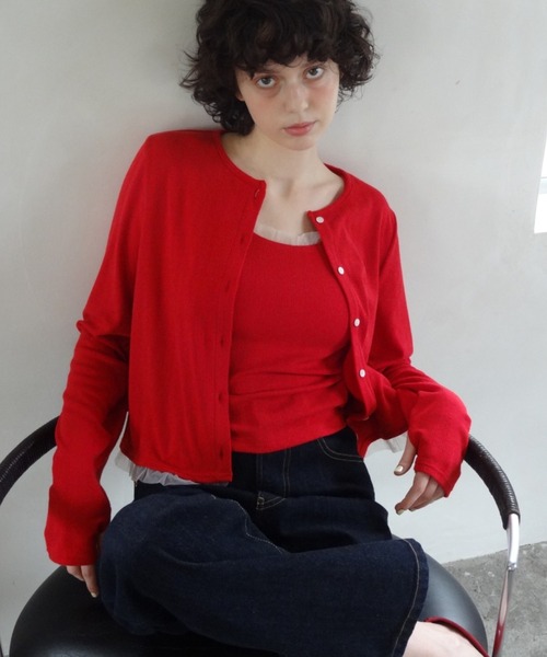 idem（イデム）の「cup in tulle frill camisole／カップインフリル付きキャミソール（キャミソール・レディース・レッド/グレイッシュベージュ/ブラック・FREE）」の6枚目の写真