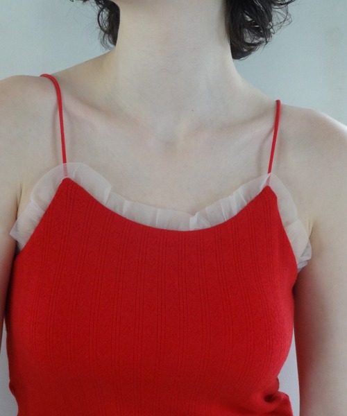 idem（イデム）の「cup in tulle frill camisole／カップインフリル付きキャミソール（キャミソール・レディース・レッド/グレイッシュベージュ/ブラック・FREE）」の10枚目の写真