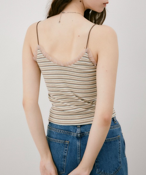 idem(イデム)の「cup in tulle frill camisole/カップインフリル付きキャミソール(キャミソール・レディース・レッド/グレイッシュベージュ/ブラック/グレー/その他・FREE)」の15枚目の写真