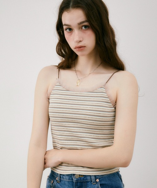 idem(イデム)の「cup in tulle frill camisole/カップインフリル付きキャミソール(キャミソール・レディース・レッド/グレイッシュベージュ/ブラック/グレー・FREE)」の7枚目の写真
