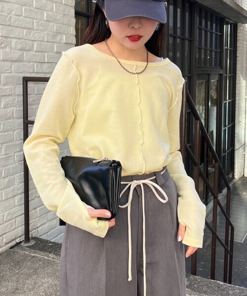 CIAOPANIC TYPY（チャオパニックティピー）の「【2025年S/S新作】シアースムースカラーメロウTee（Tシャツ/カットソー・レディース・ホワイト/ブラック/アイボリー/イエロー・ONE SIZE）」の4枚目の写真