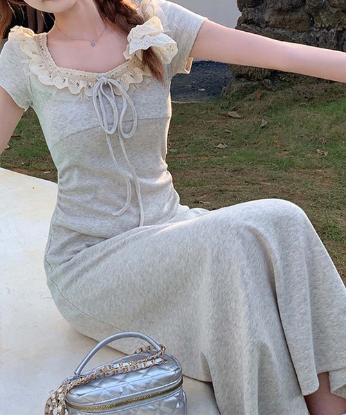 aimoha（アイモハ）の「レース襟リボンマキシワンピース (SS)（ワンピース・レディース・ライトベージュ・LARGE/MEDIUM/SMALL）」の8枚目の写真