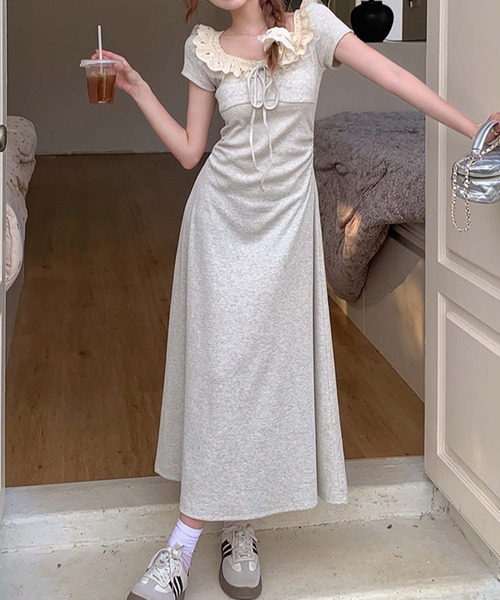 aimoha（アイモハ）の「レース襟リボンマキシワンピース (SS)（ワンピース・レディース・ライトベージュ・LARGE/MEDIUM/SMALL）」の10枚目の写真