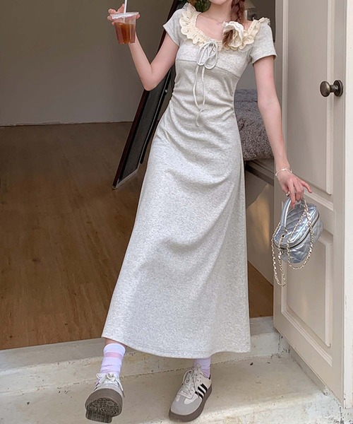aimoha（アイモハ）の「レース襟リボンマキシワンピース (SS)（ワンピース・レディース・ライトベージュ・LARGE/MEDIUM/SMALL）」の11枚目の写真